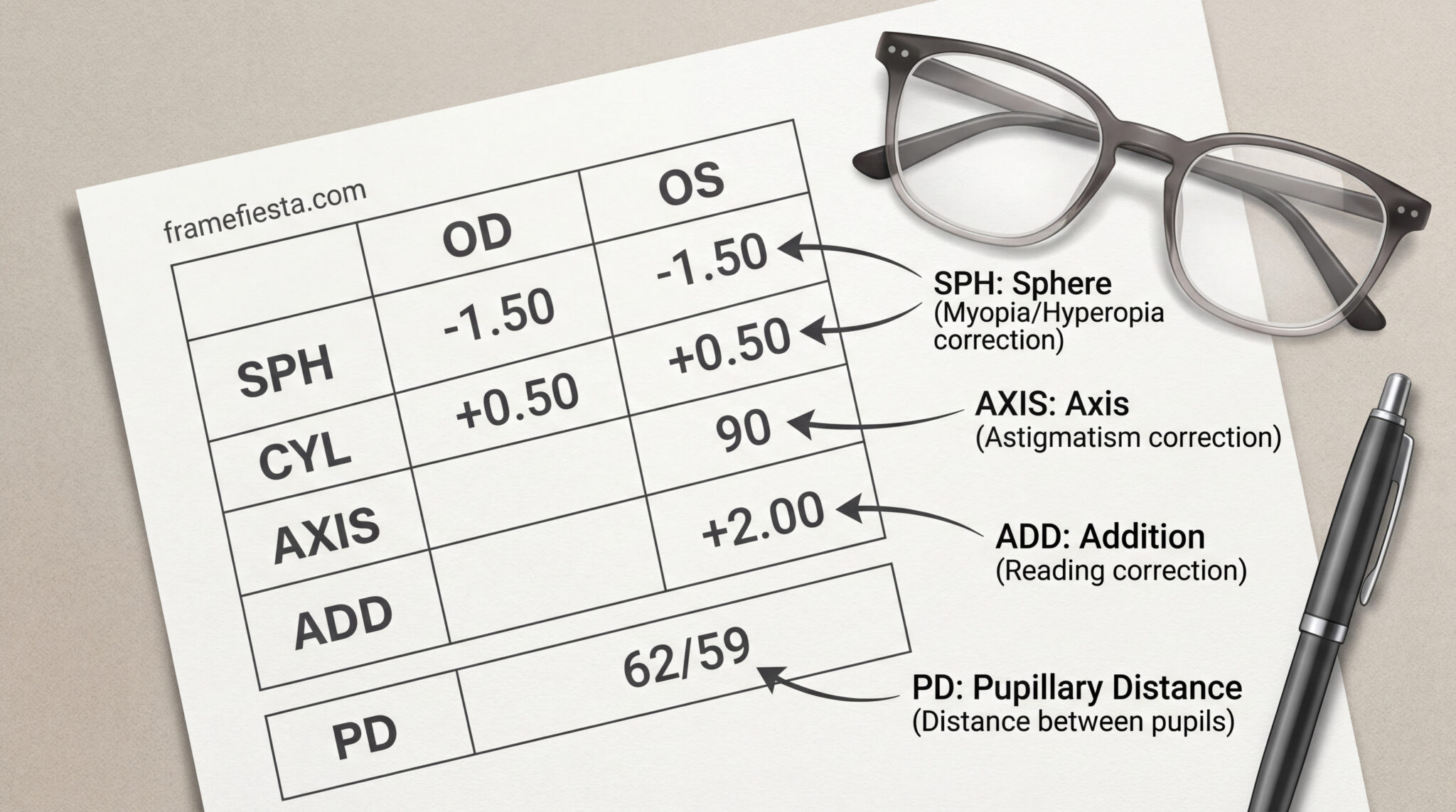 Written Rx Decipher How to Read Your Eyeglass Prescription: Complete Guide | Frame Fiesta