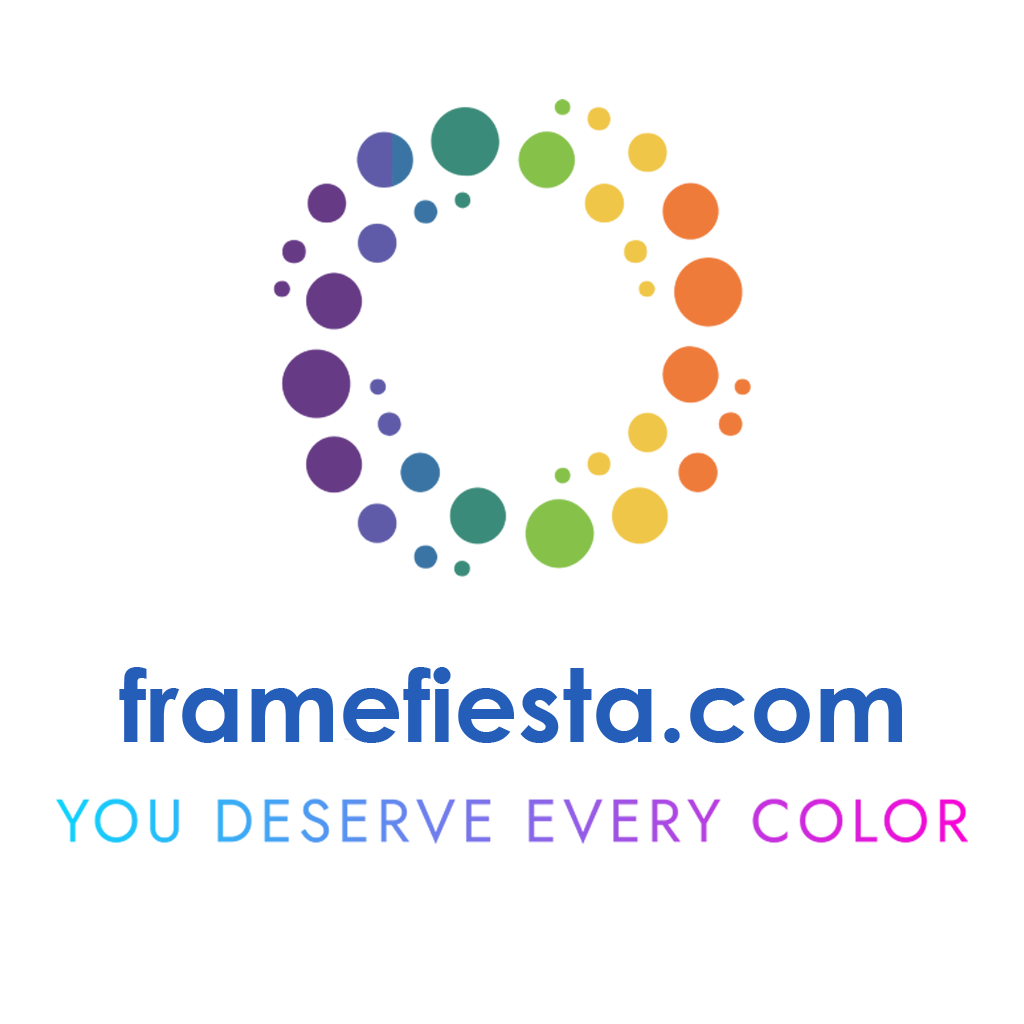 Stacked mark with framefiesta.com, transparent background.
