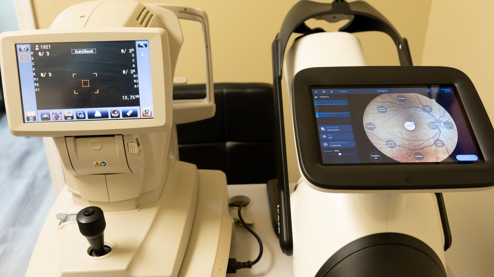 Digital retinal imaging and auto-refraction at pre-test.